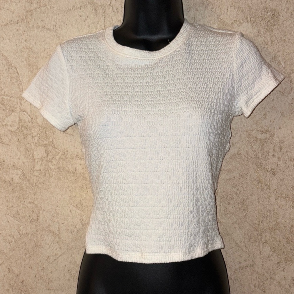Pink Rose White Cut Out Back Short Sleeve Top